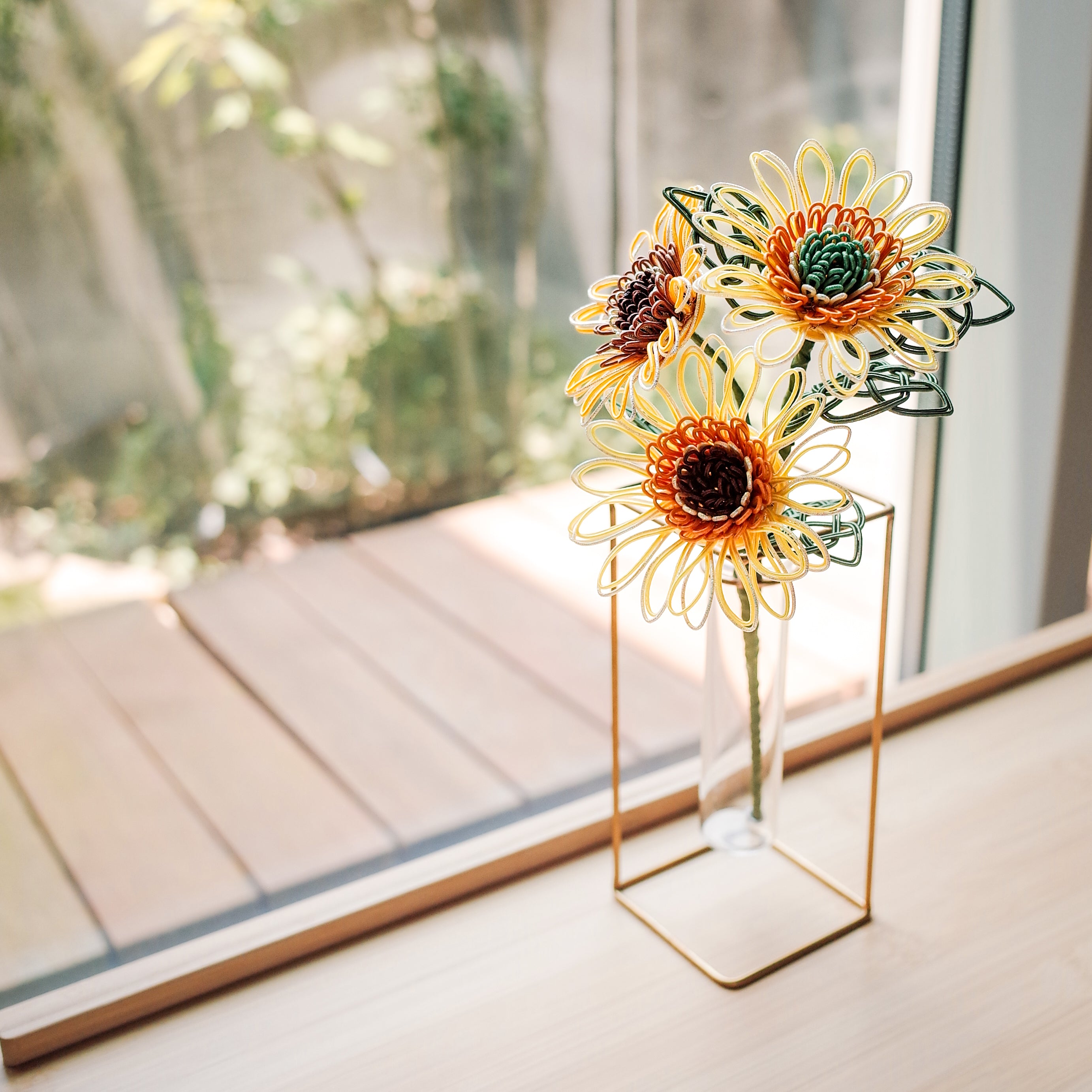 ひかりのいろ & PIKE セット|夏の光の水引花と、真鍮の一輪挿し(選べる3種)