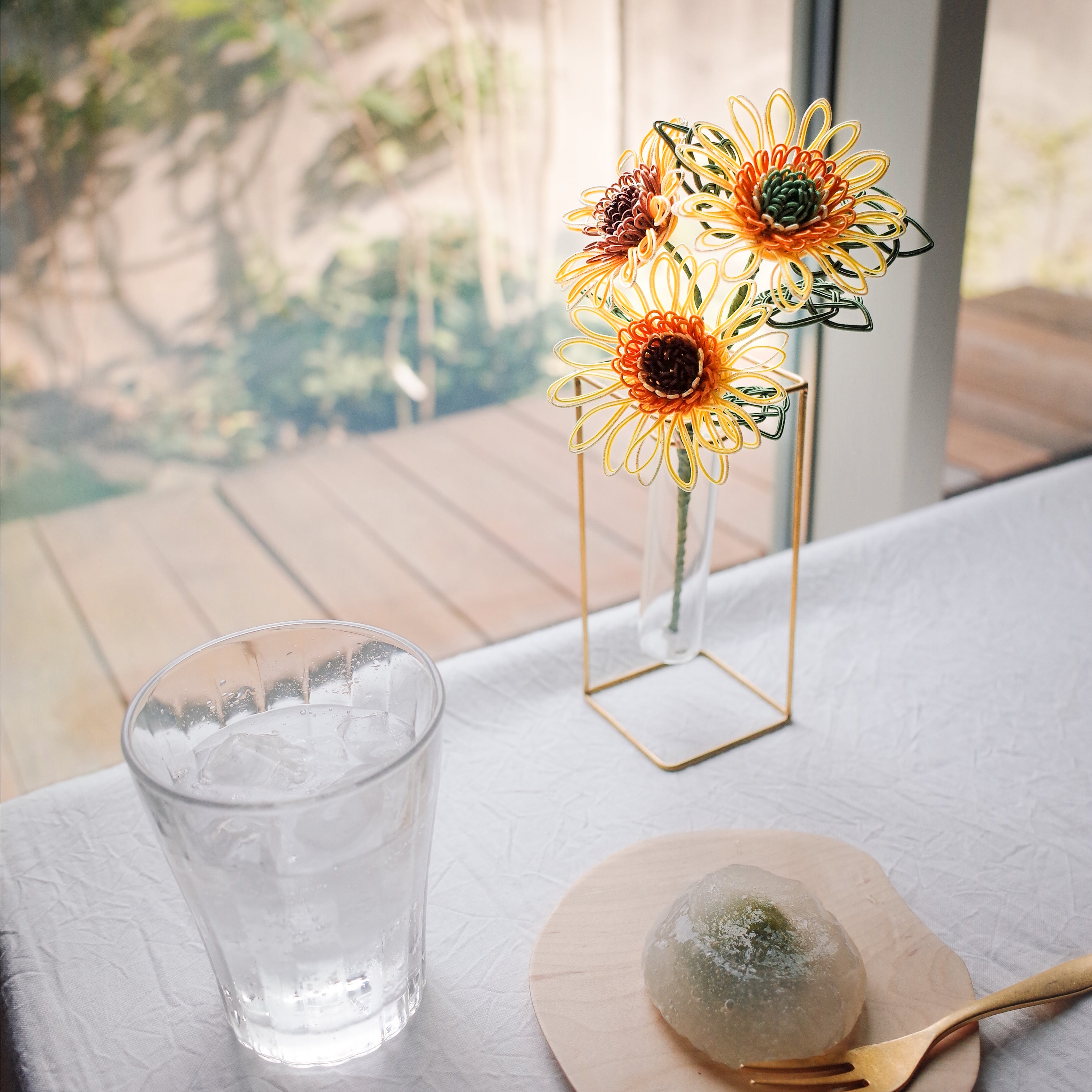 ひかりのいろ & PIKE セット|夏の光の水引花と、真鍮の一輪挿し(選べる3種)