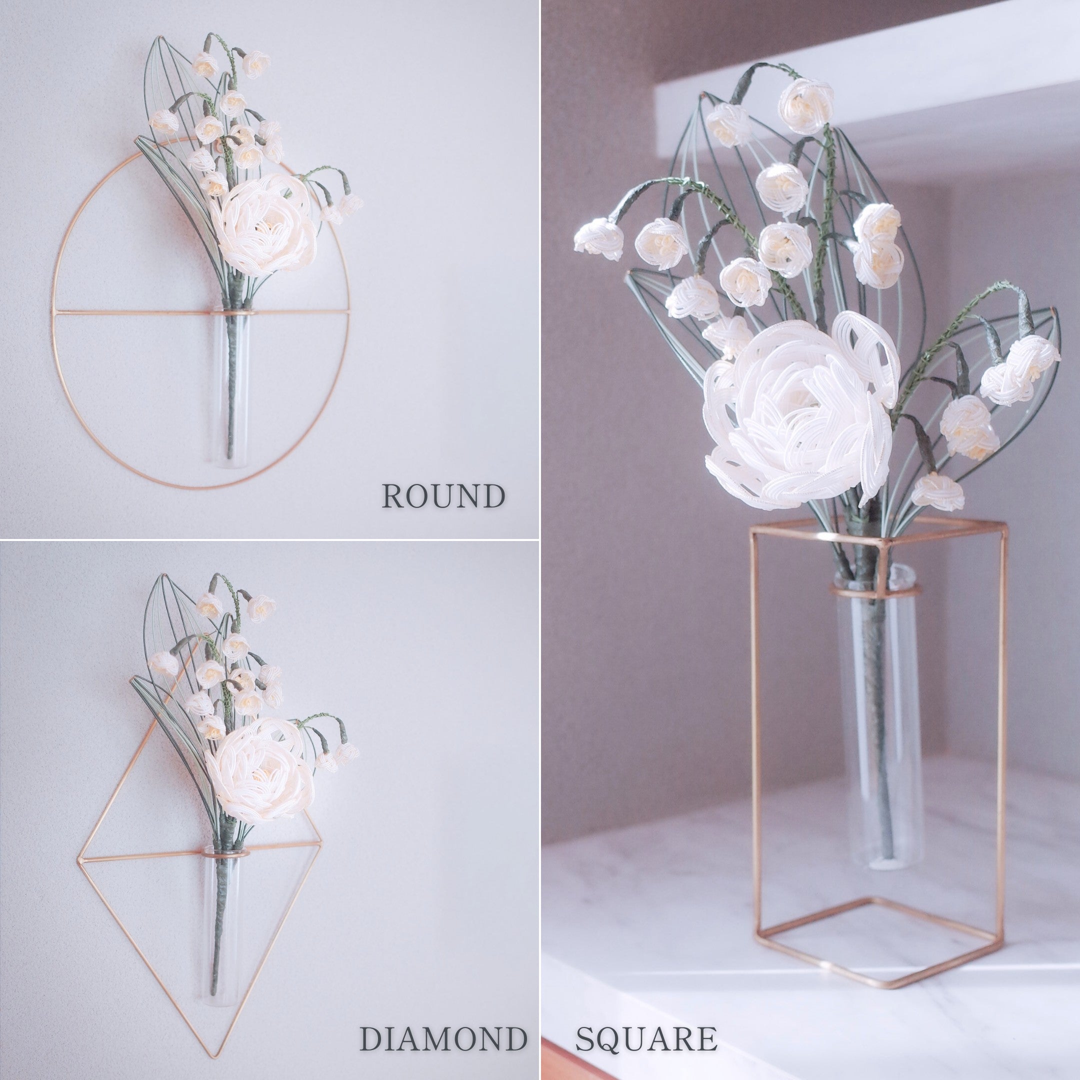 いのりのうた & PIKE セット｜冬の祈りの水引花と、真鍮の一輪挿し（選べる3種）