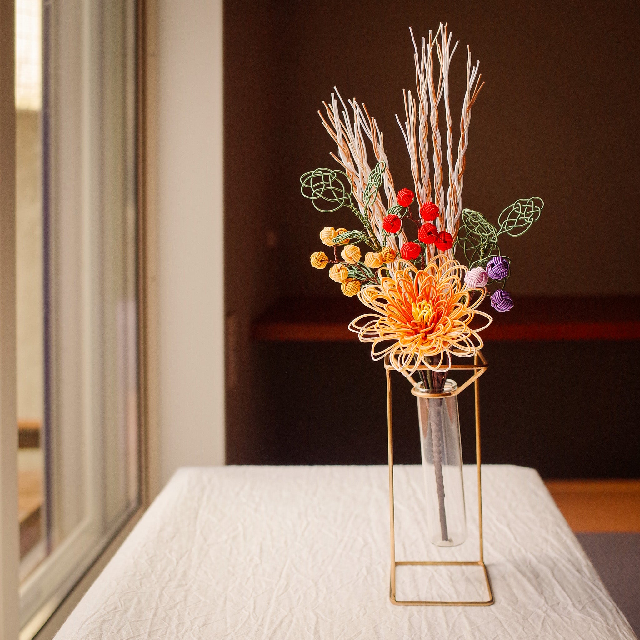 みのりのとき & PIKE セット｜秋の実りの水引花と、真鍮の一輪挿し